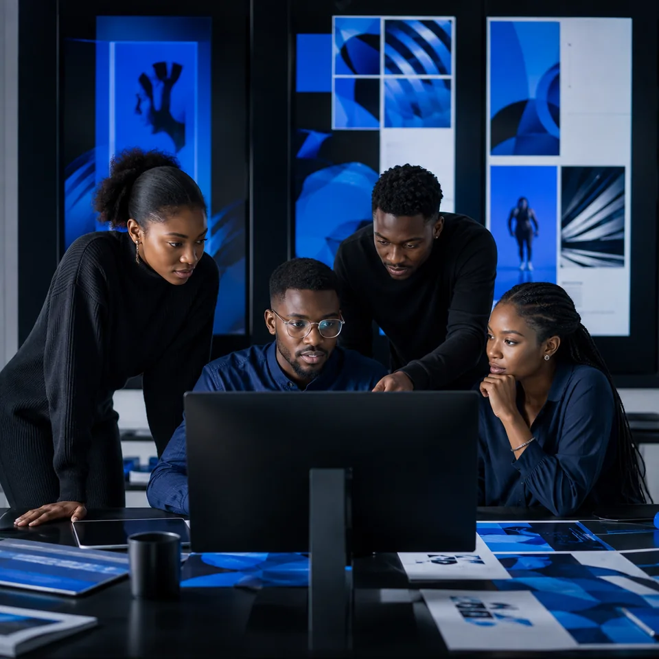 African creative team developing a campaign